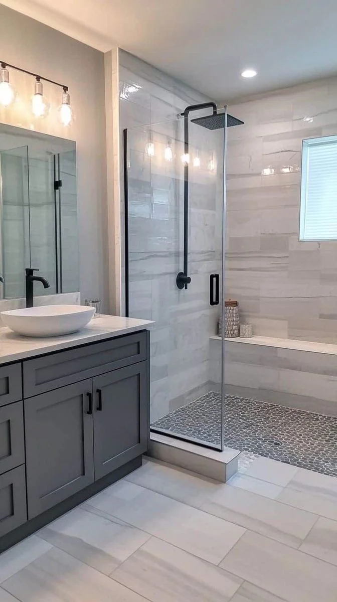 Bathroom remodel with freestanding tub