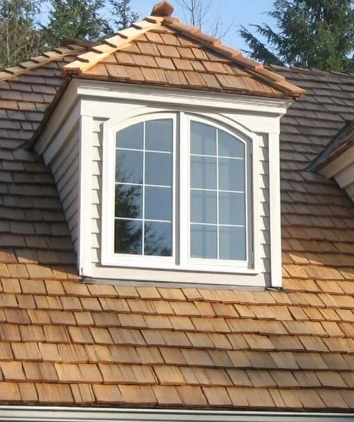 Cedar shake roof with dormer window