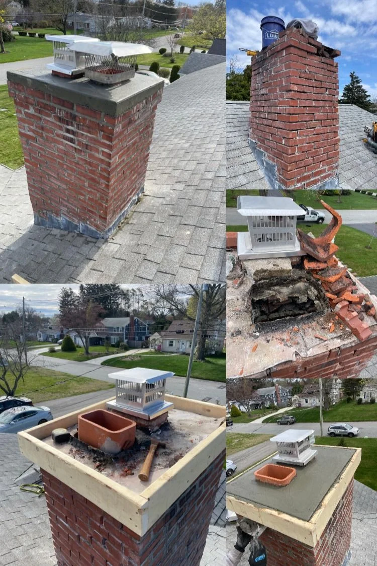 Chimney brick rebuild in progress NJ