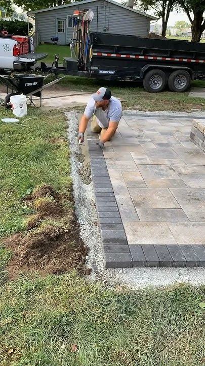 Paver installation in progress