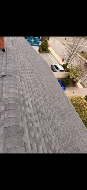 Completed shingle roof slope detail